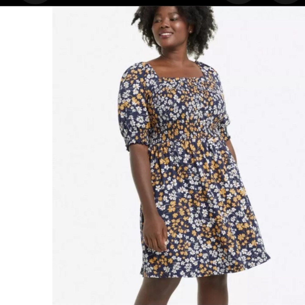 Draper James 1X Jo Dee Dress In Fall Field Flowers NASSAU NAVY MULTI NWT